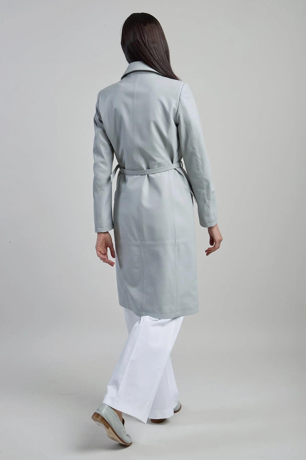 Women's Plongé Nappa Leather Duster Coat with Belt | Eleventy - Image 3