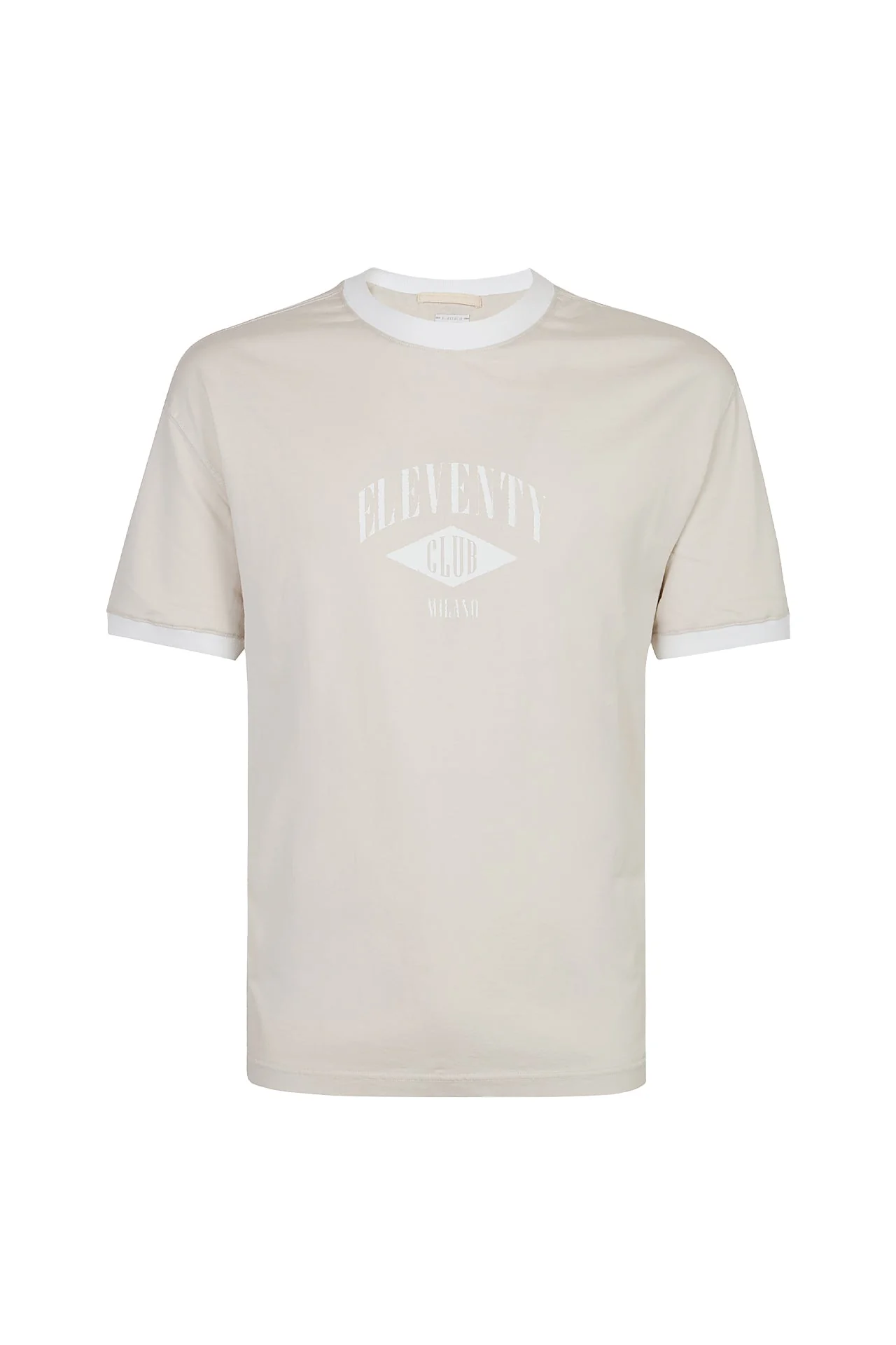 Men's Garment-Dyed Crew Neck Cotton T-Shirt with Print | Eleventy