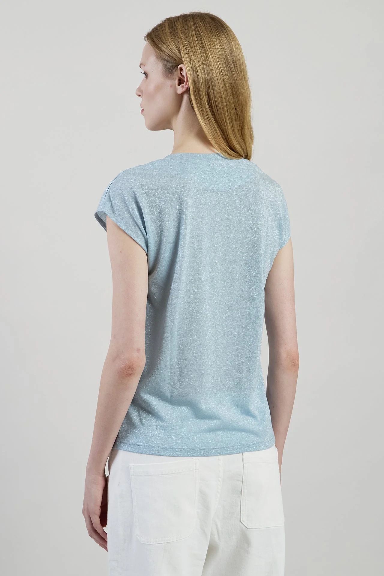 Women's Metallic Jersey Sleeveless Crew Neck T-Shirt | Eleventy - Image 4