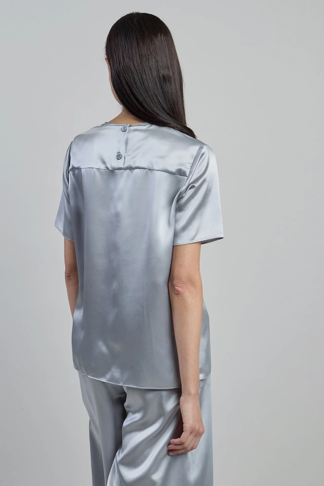 Women's Short Sleeve Crew Neck Double Silk T-Shirt | Eleventy - Image 3