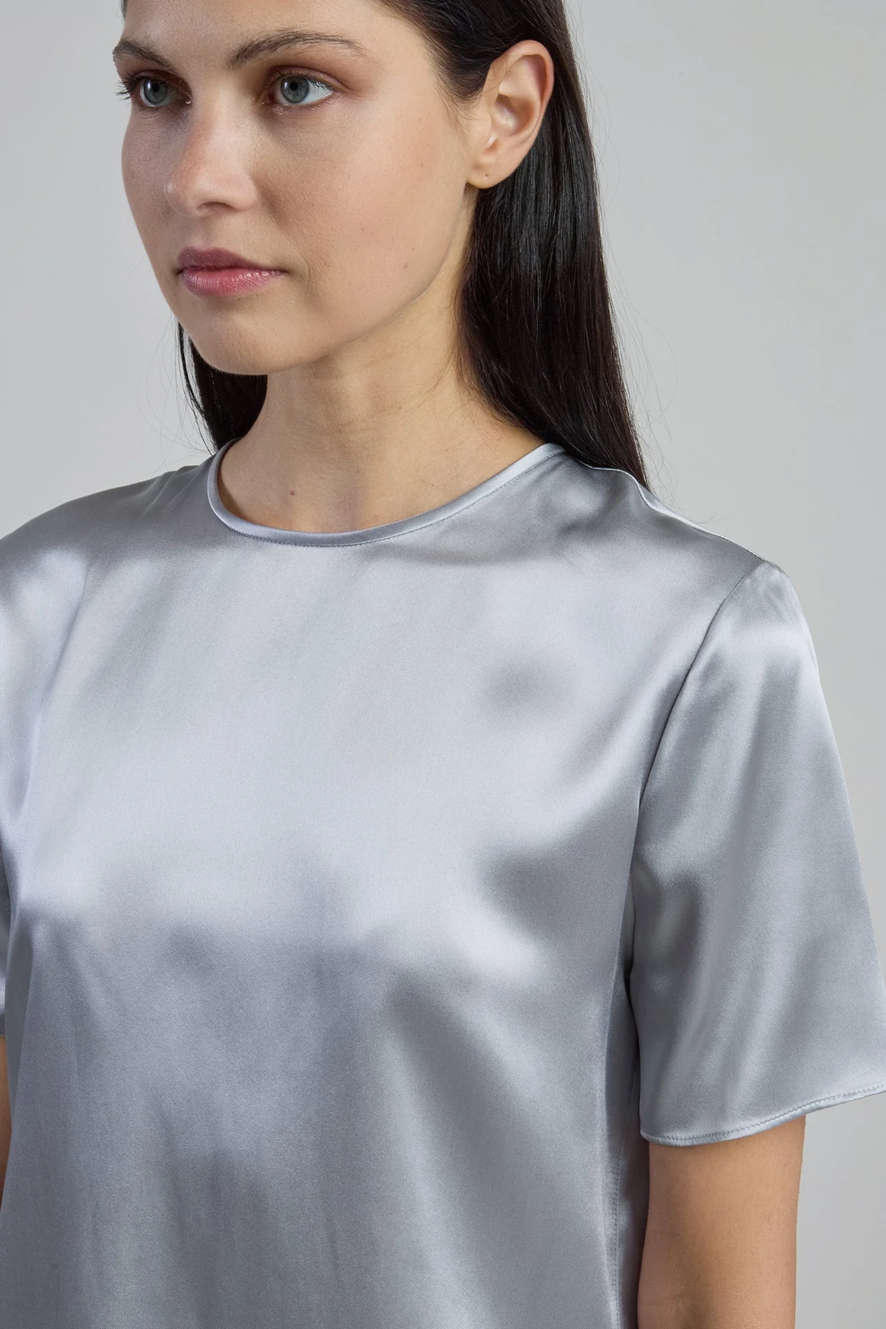 Women's Short Sleeve Crew Neck Double Silk T-Shirt | Eleventy - Image 4