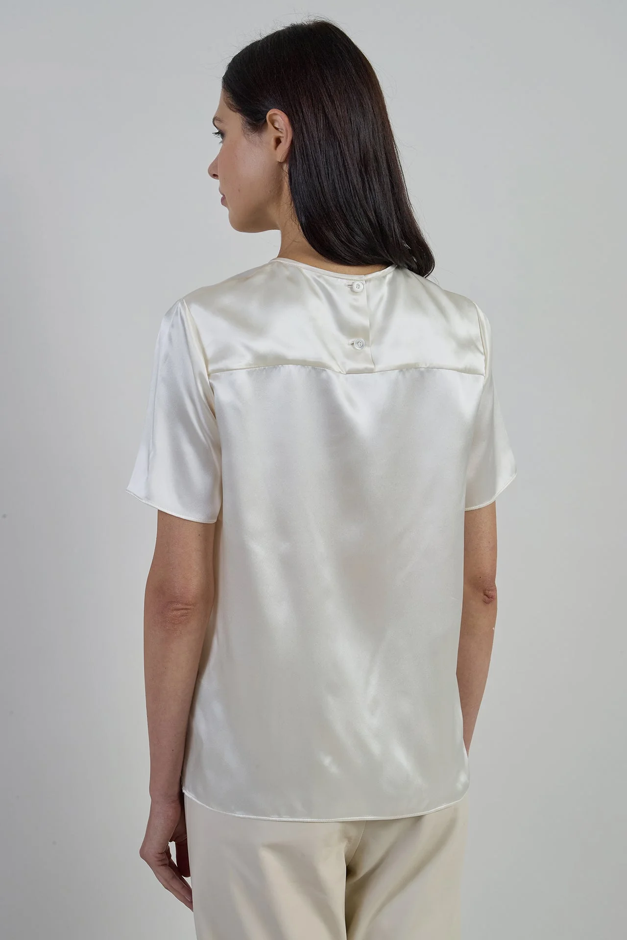 Women's Short Sleeve Crew Neck Double Silk T-Shirt | Eleventy - Image 7