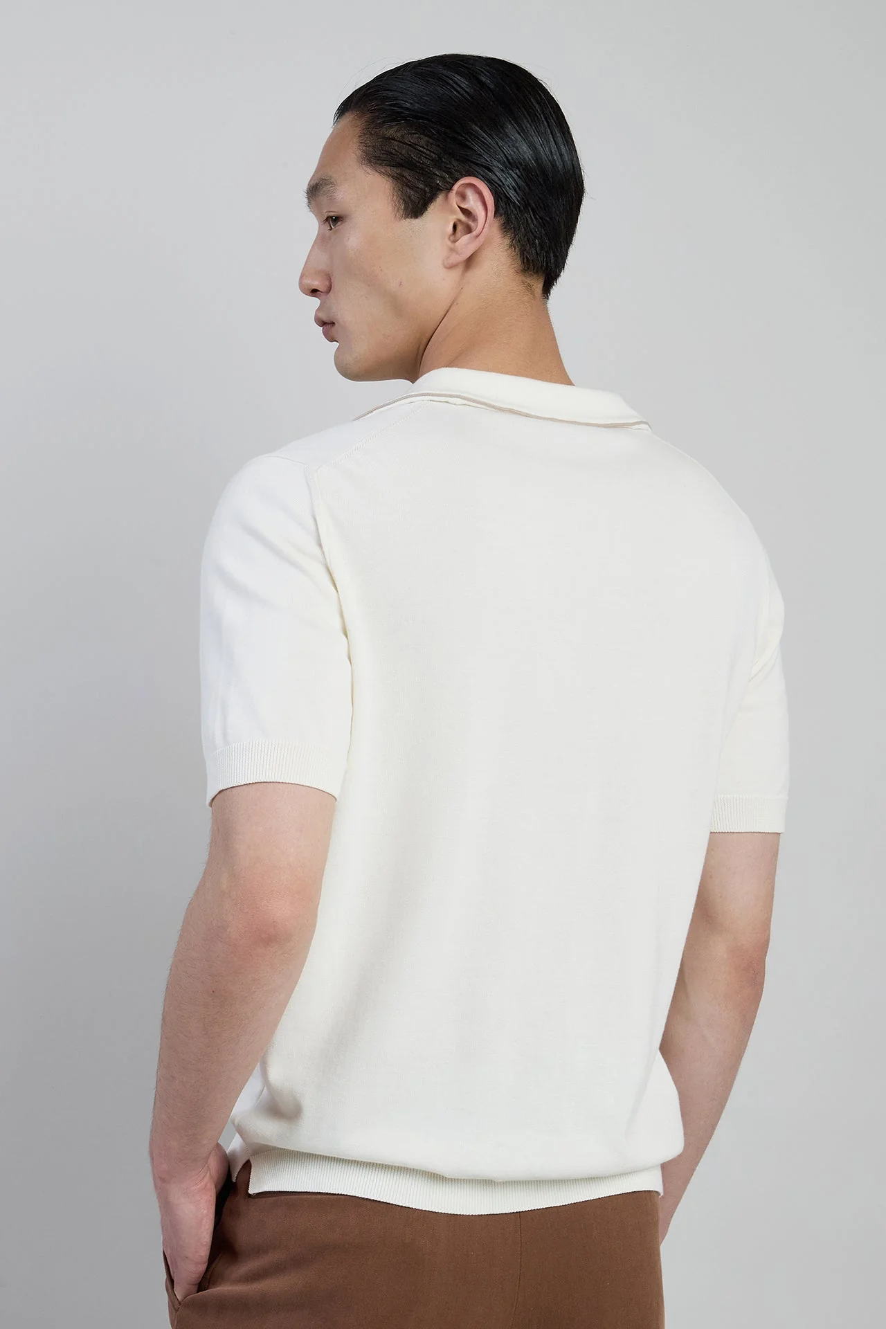 Men's Giza Cotton Knitted T-Shirt with Sailor Collar | Eleventy - Image 3