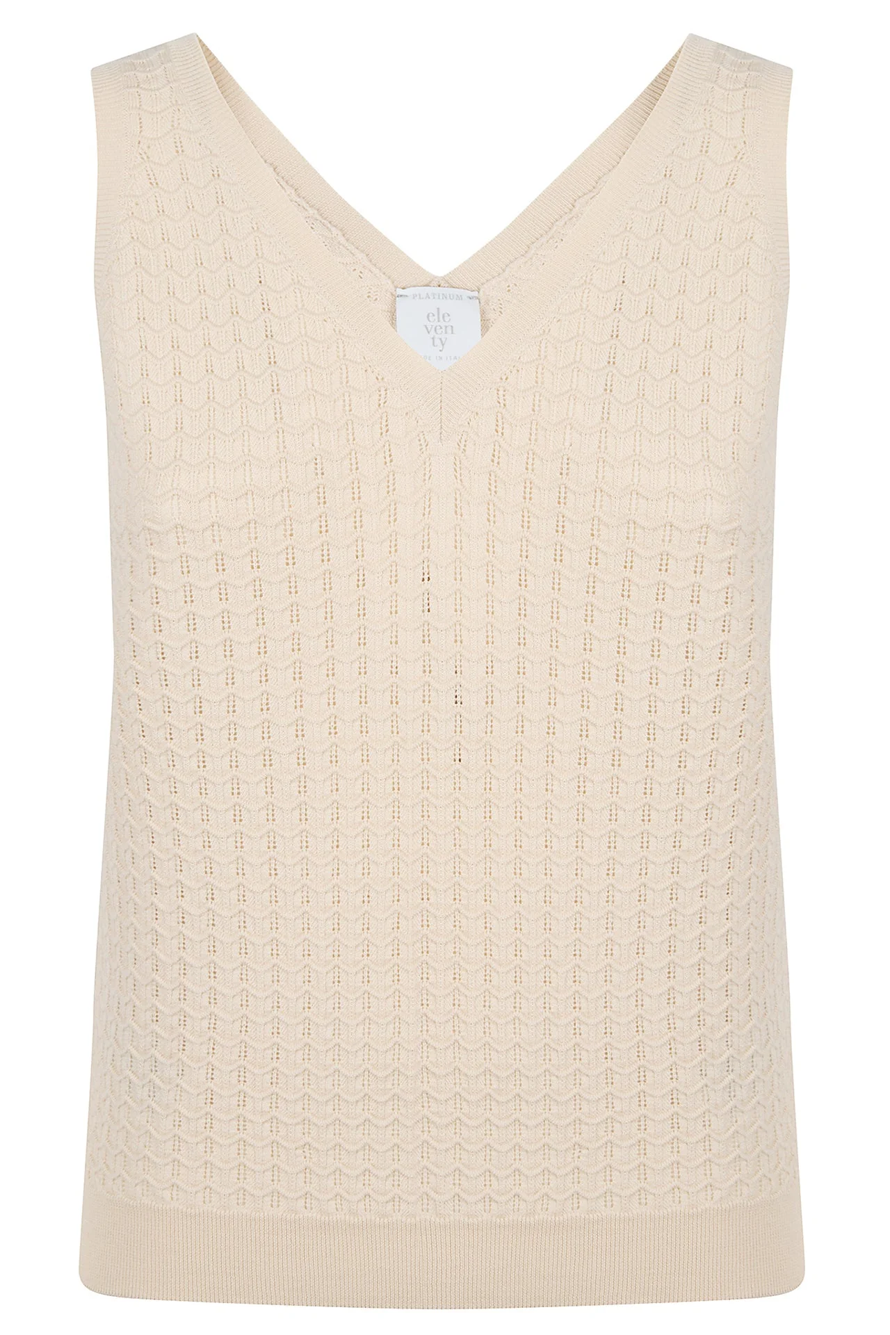 Women's 14 Micron Merino Wool Knit Top with Micro-Stitch | Eleventy