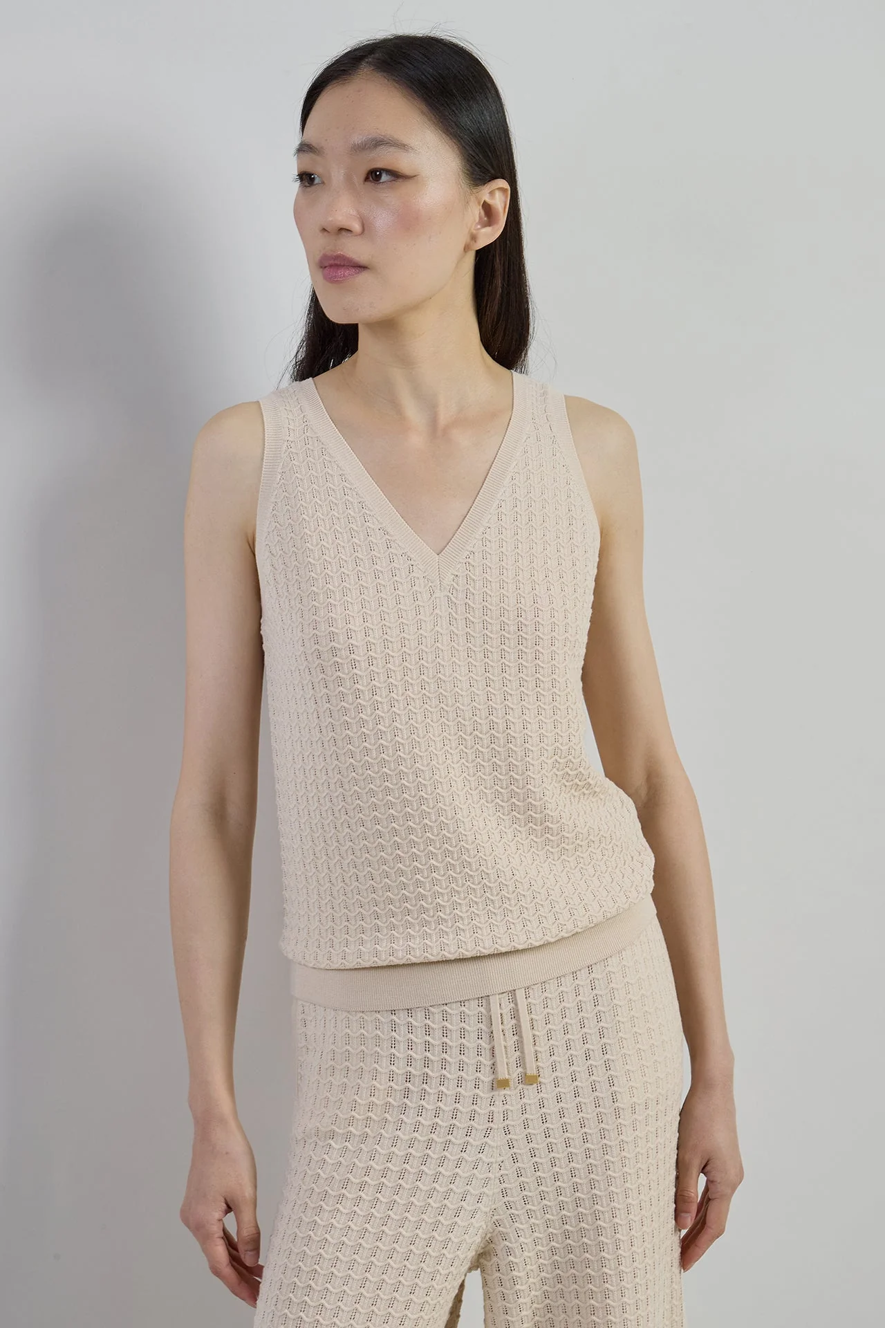 Women's 14 Micron Merino Wool Knit Top with Micro-Stitch | Eleventy - Image 2