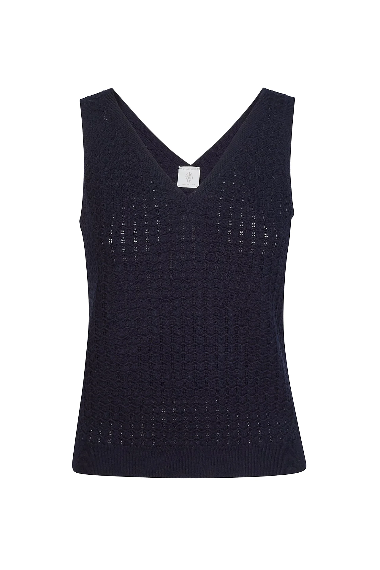 Women's 14 Micron Merino Wool Knit Top with Micro-Stitch | Eleventy - Image 5