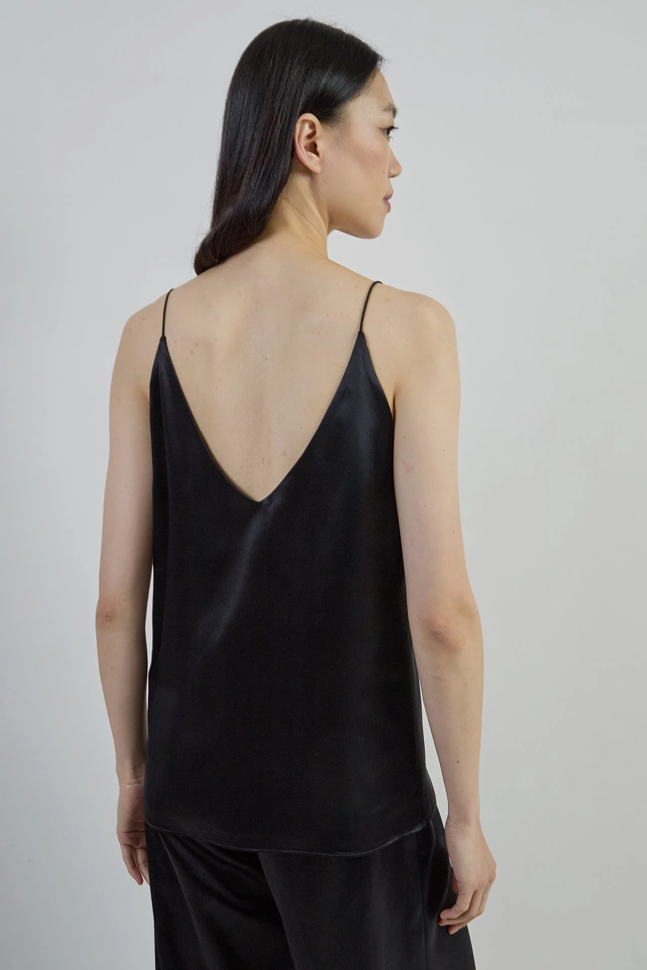 Premium Women's V-Neck Double Silk Satin Camisole | Eleventy - Image 3