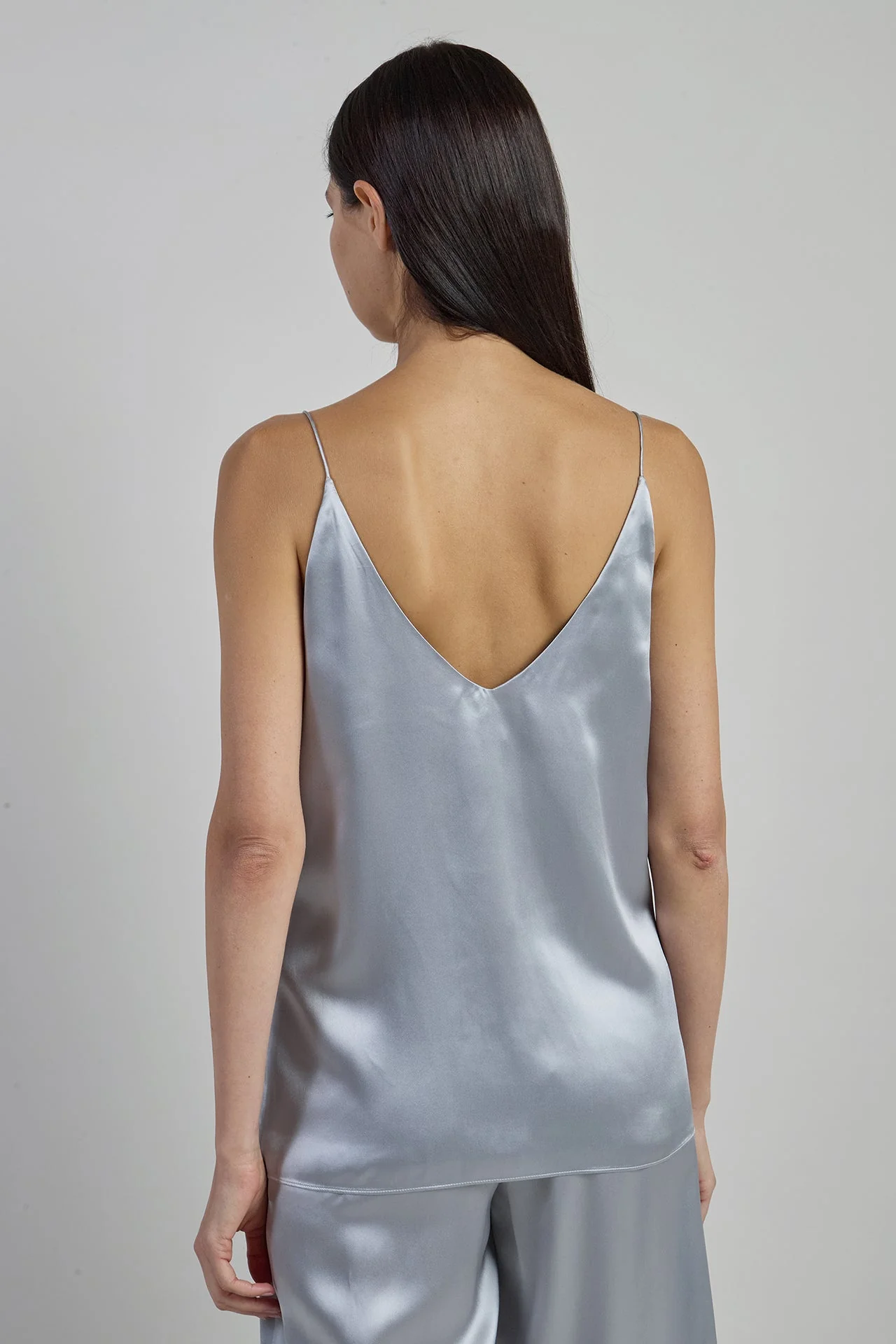 Premium Women's V-Neck Double Silk Satin Camisole | Eleventy - Image 8