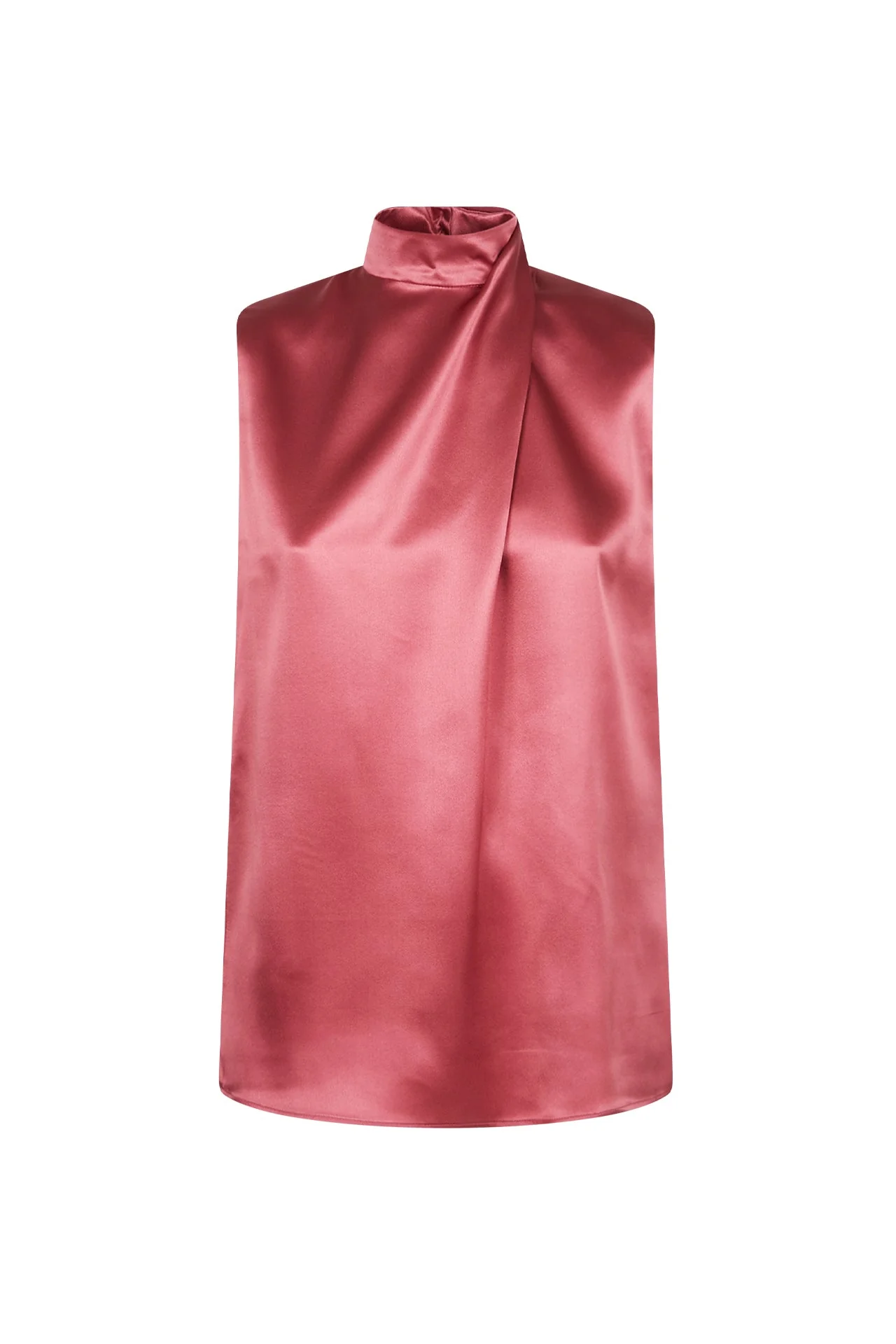 Women's Sleeveless Double Silk Satin Crossover Neck Top | Eleventy - Image 5