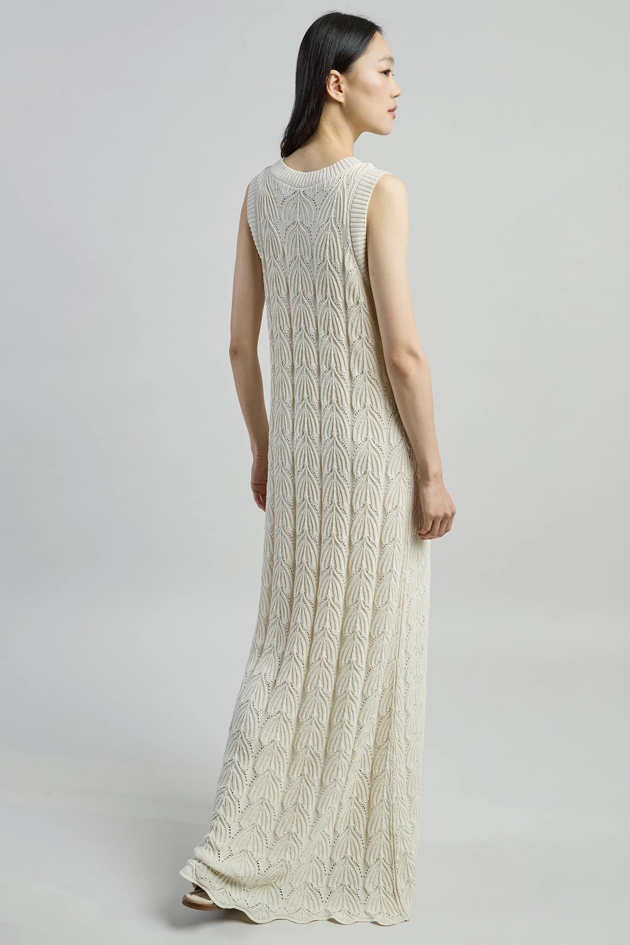 Women's Sleeveless Cotton Cordonnet Knit Dress | Eleventy - Image 3