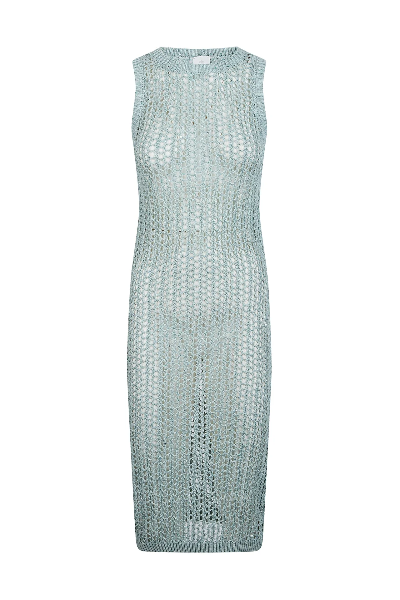 Sleeveless Cotton Linen Knit Dress with Sequins | Eleventy - Image 6