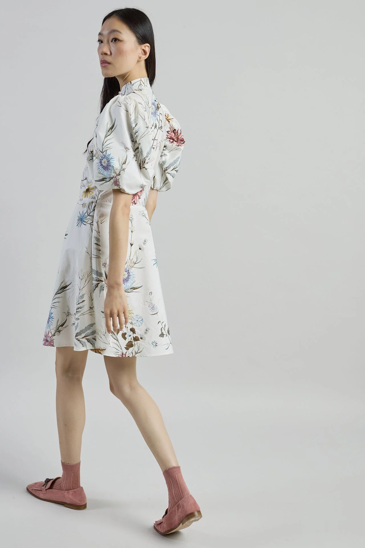 Women's Floral Print Double-Twisted Cotton Midi Dress | Eleventy - Image 3