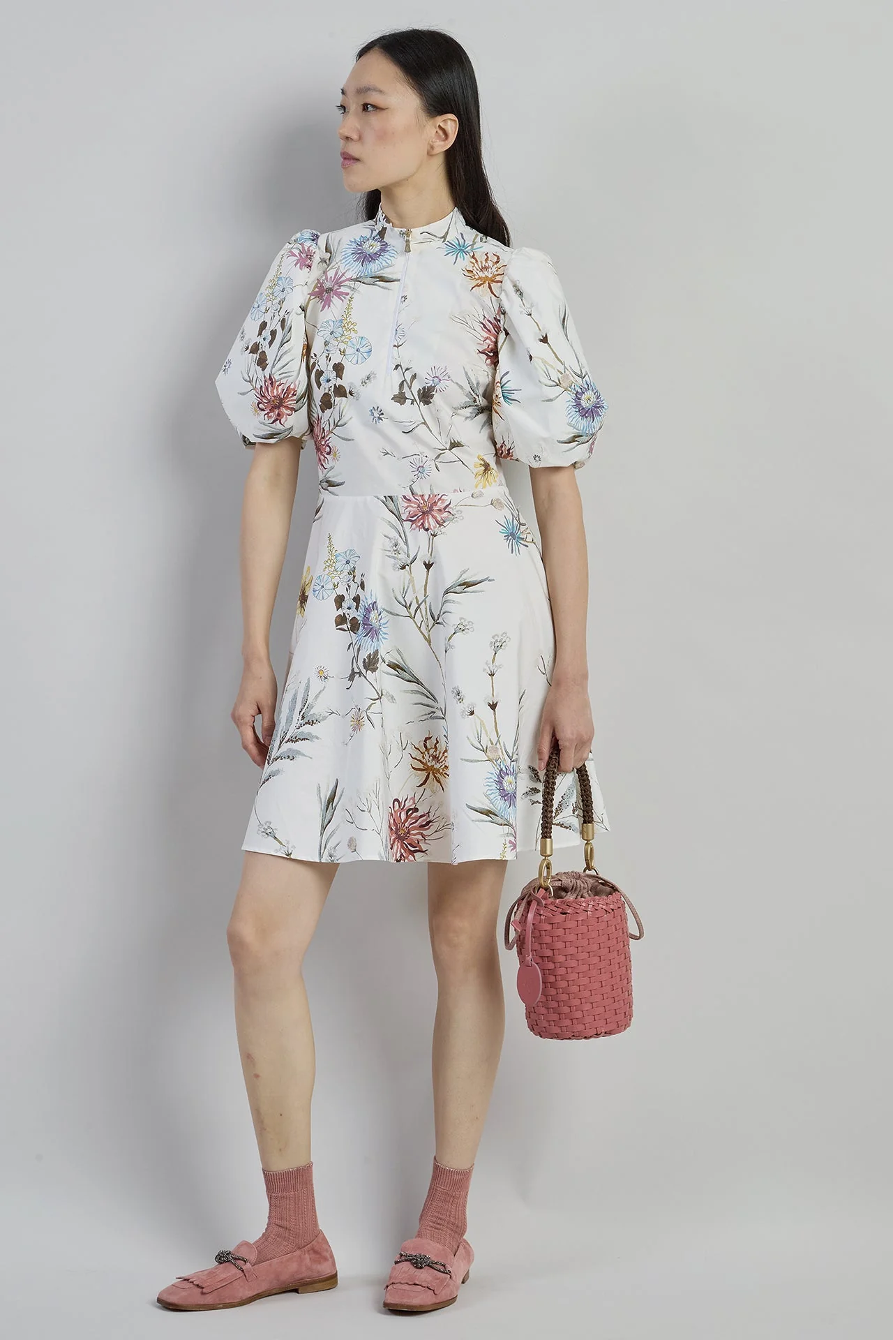Women's Floral Print Double-Twisted Cotton Midi Dress | Eleventy - Image 4