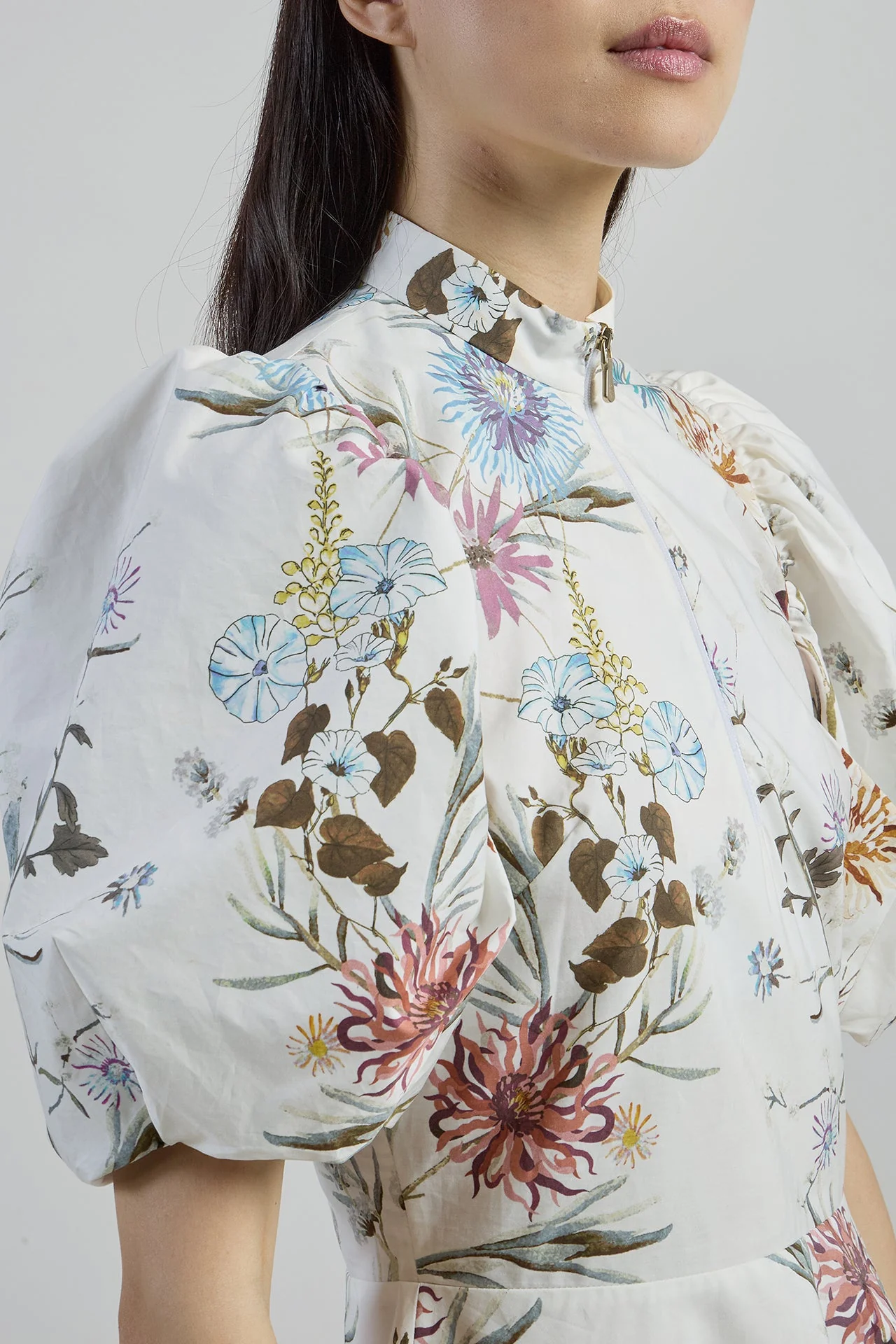 Women's Floral Print Double-Twisted Cotton Midi Dress | Eleventy - Image 5