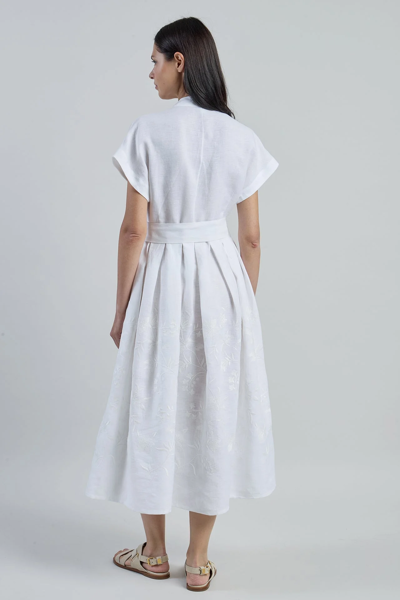 Women's Embroidered Linen Shirt Dress | Eleventy - Image 4