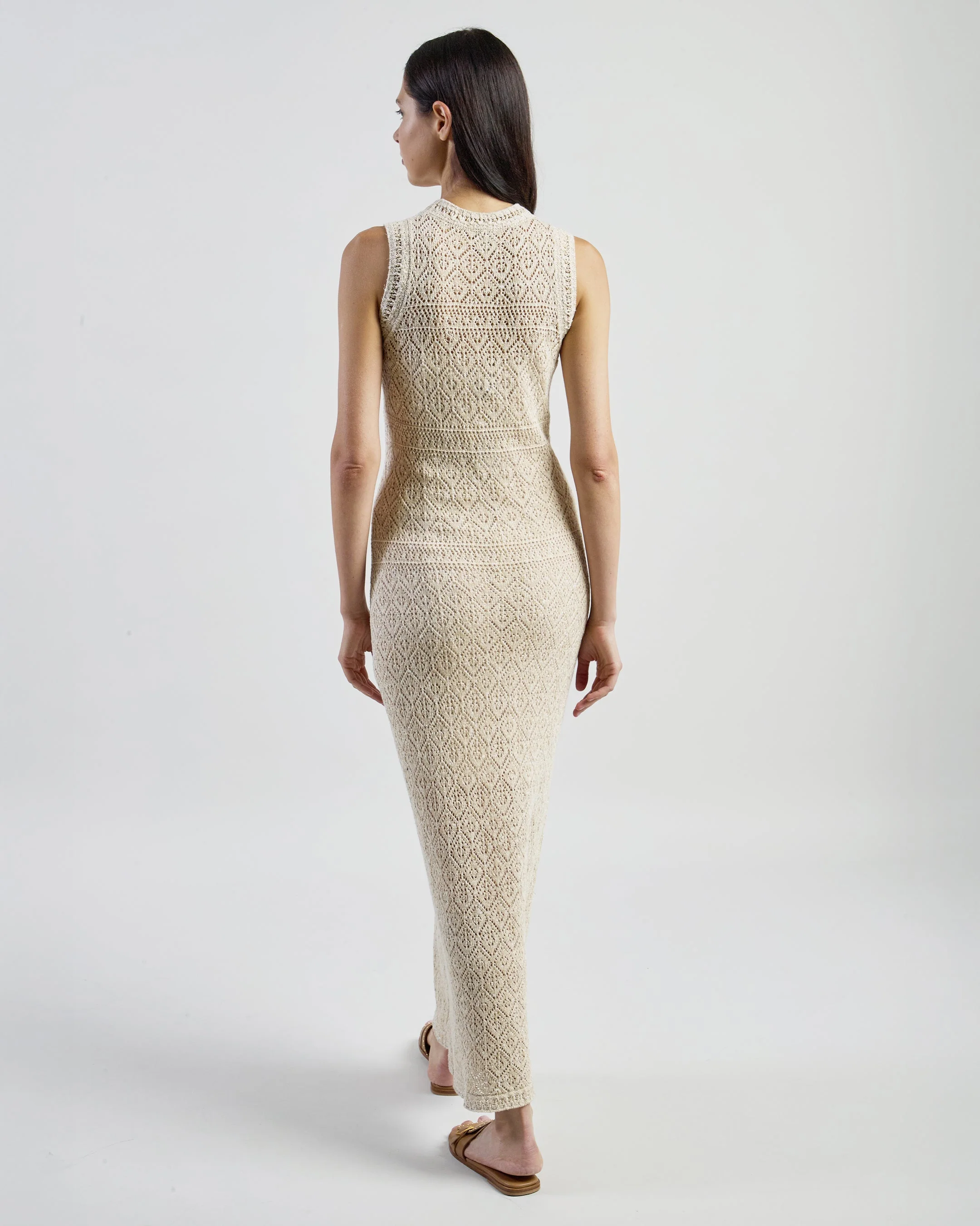 Women's Linen Cotton and Silk Sleeveless Knit Dress | Eleventy - Image 3