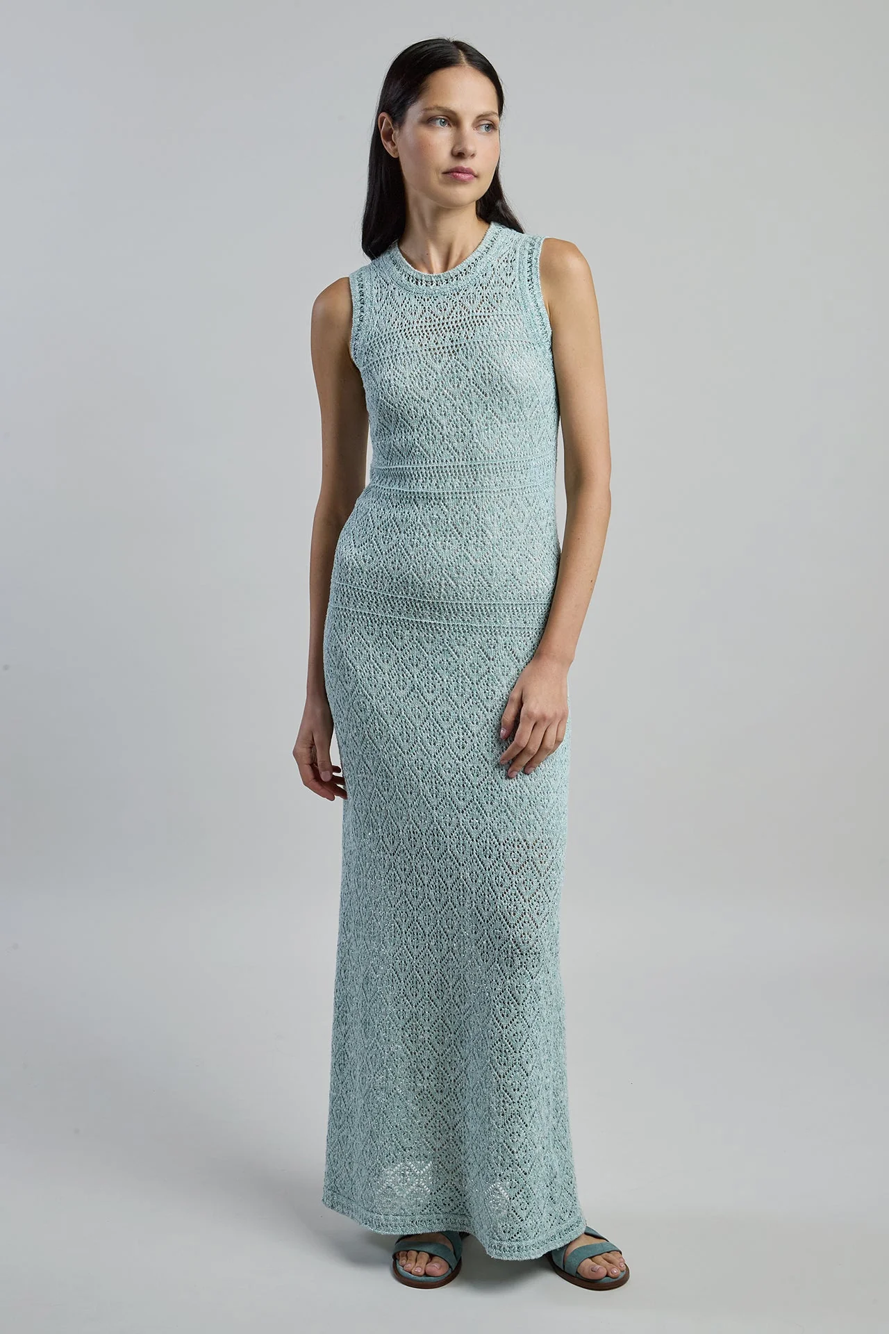 Women's Linen Cotton and Silk Sleeveless Knit Dress | Eleventy - Image 8