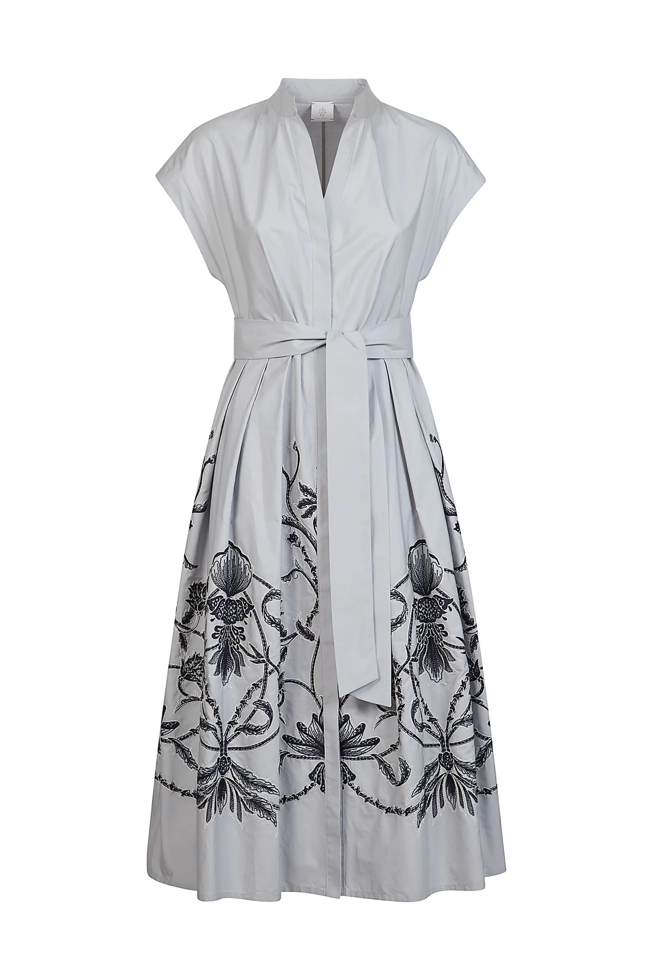 Women's Embroidered Cotton Poplin Shirt Dress | Eleventy - Image 7