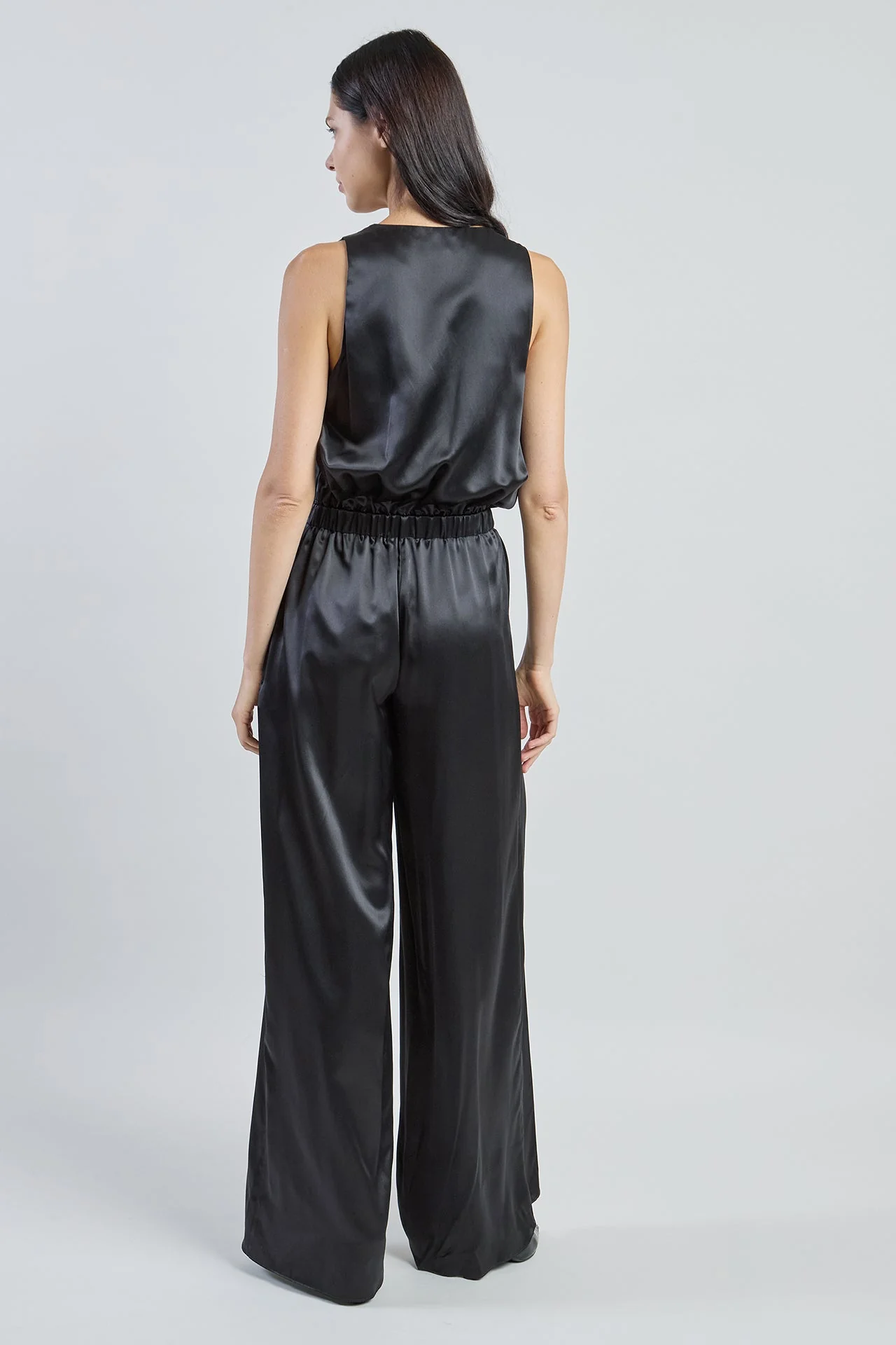 Women's Double Silk Satin Jumpsuit - Comasca Silk | Eleventy - Image 3