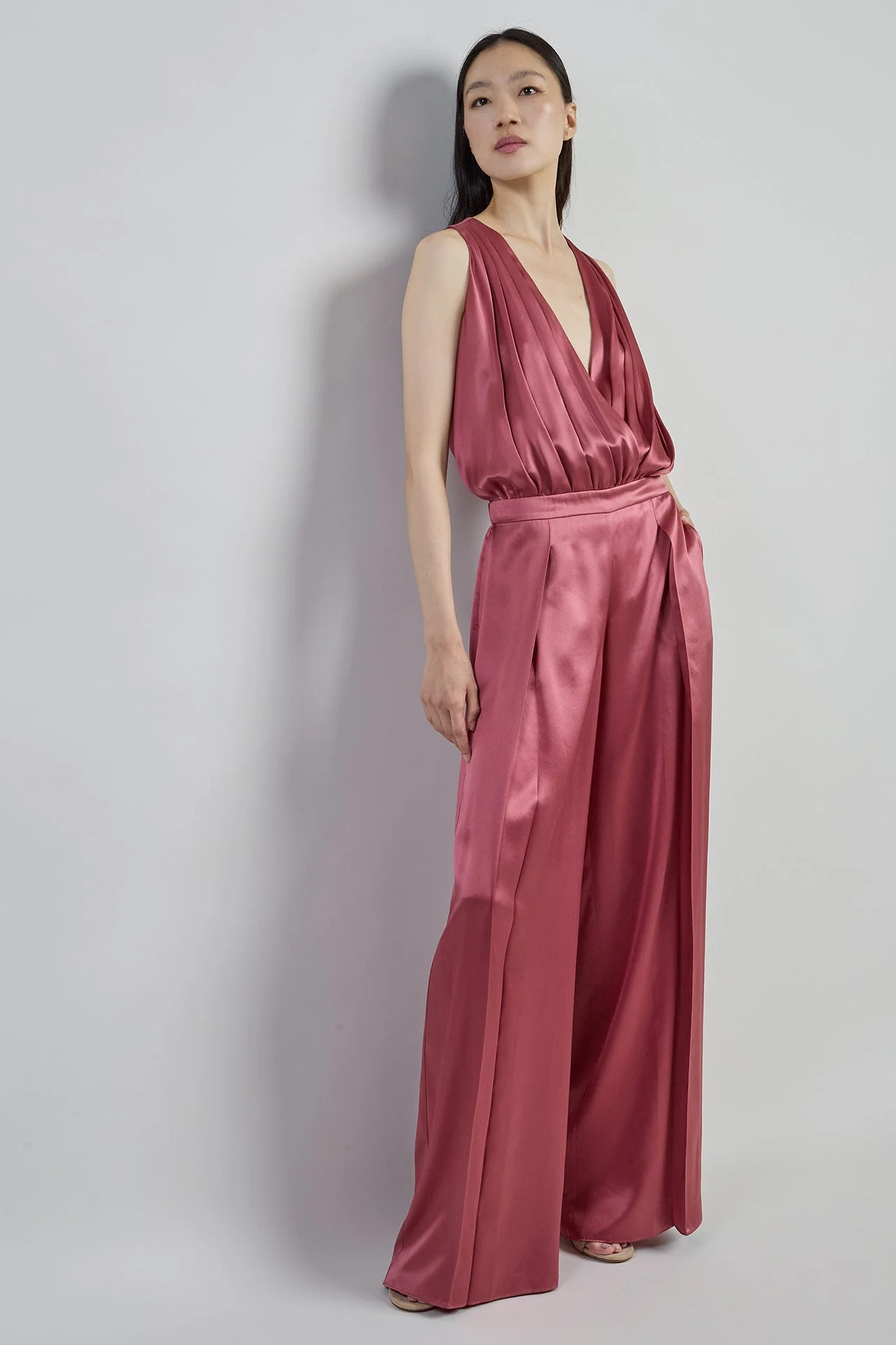 Women's Double Silk Satin Jumpsuit - Comasca Silk | Eleventy - Image 6