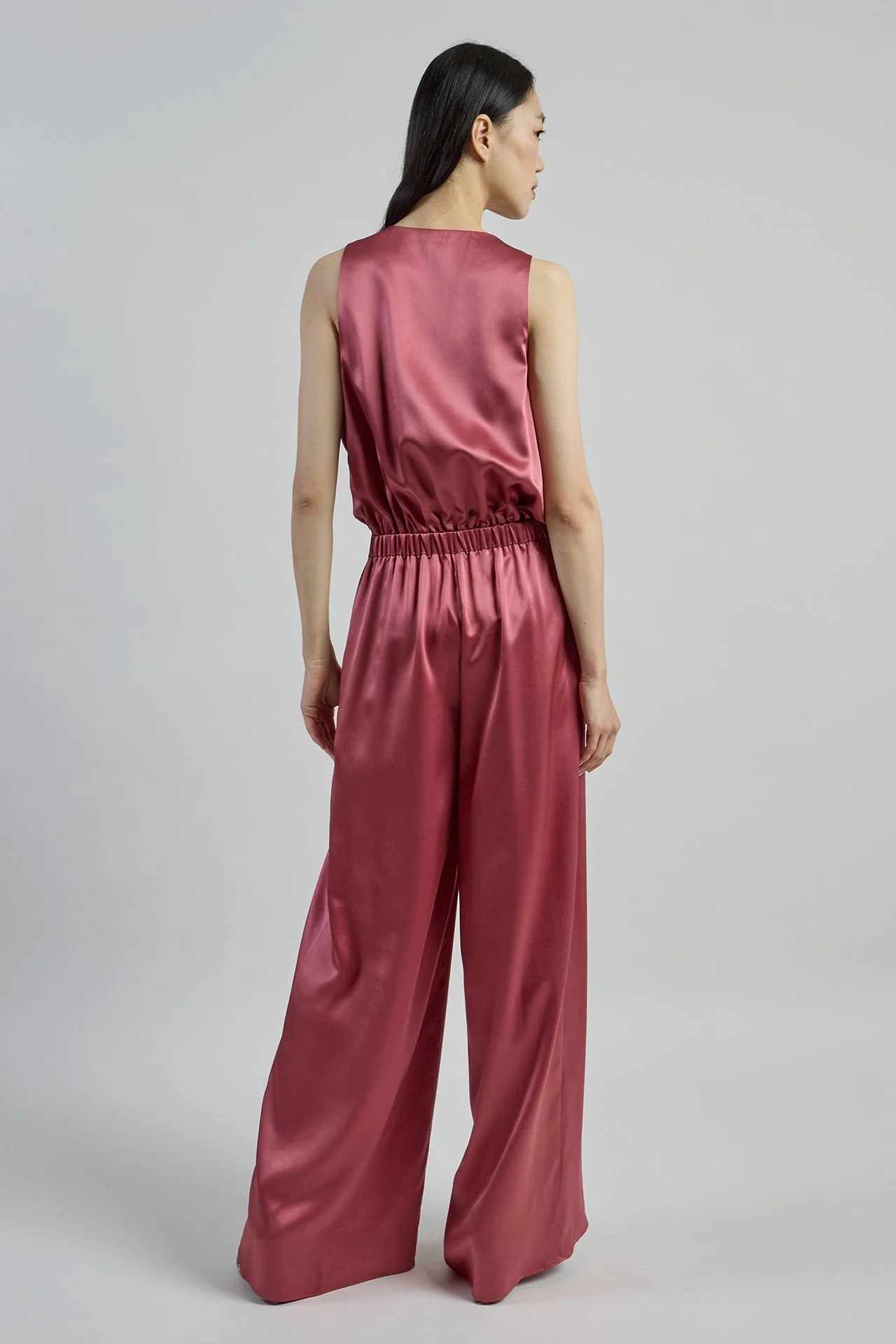 Women's Double Silk Satin Jumpsuit - Comasca Silk | Eleventy - Image 7