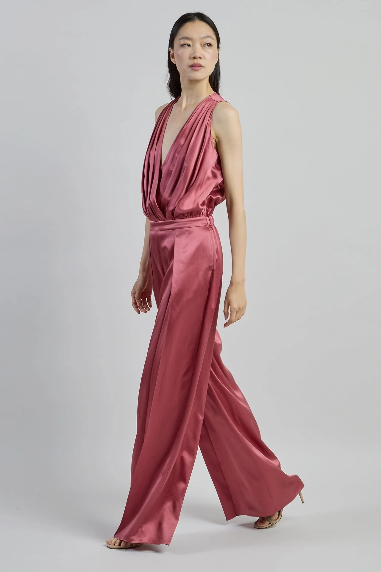 Women's Double Silk Satin Jumpsuit - Comasca Silk | Eleventy - Image 8