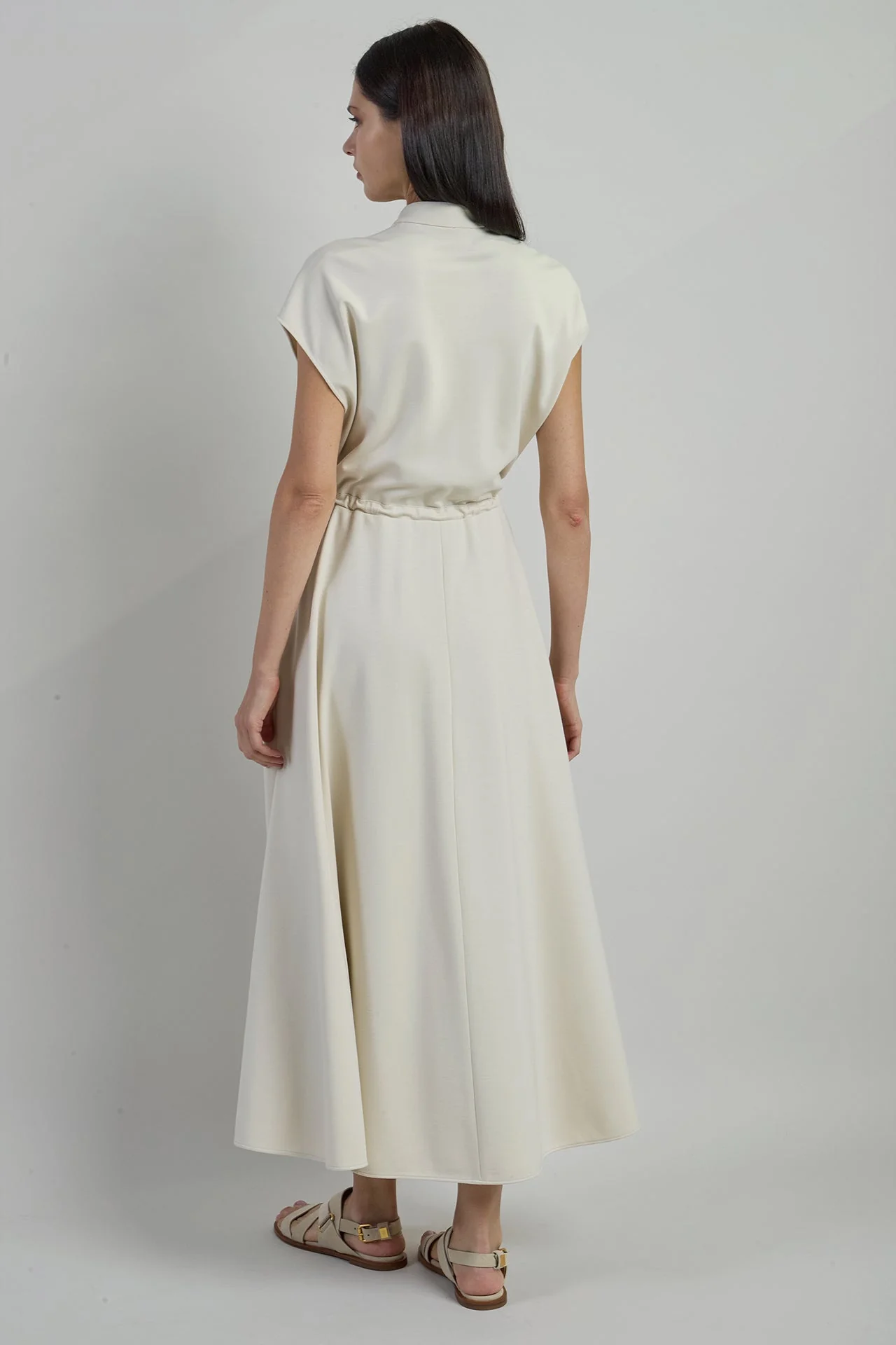 Sleeveless Stretch Viscose Jersey Dress with Drawstring | Eleventy - Image 3